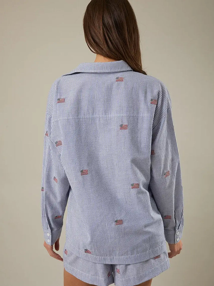 Americana Flag Button Down Top
