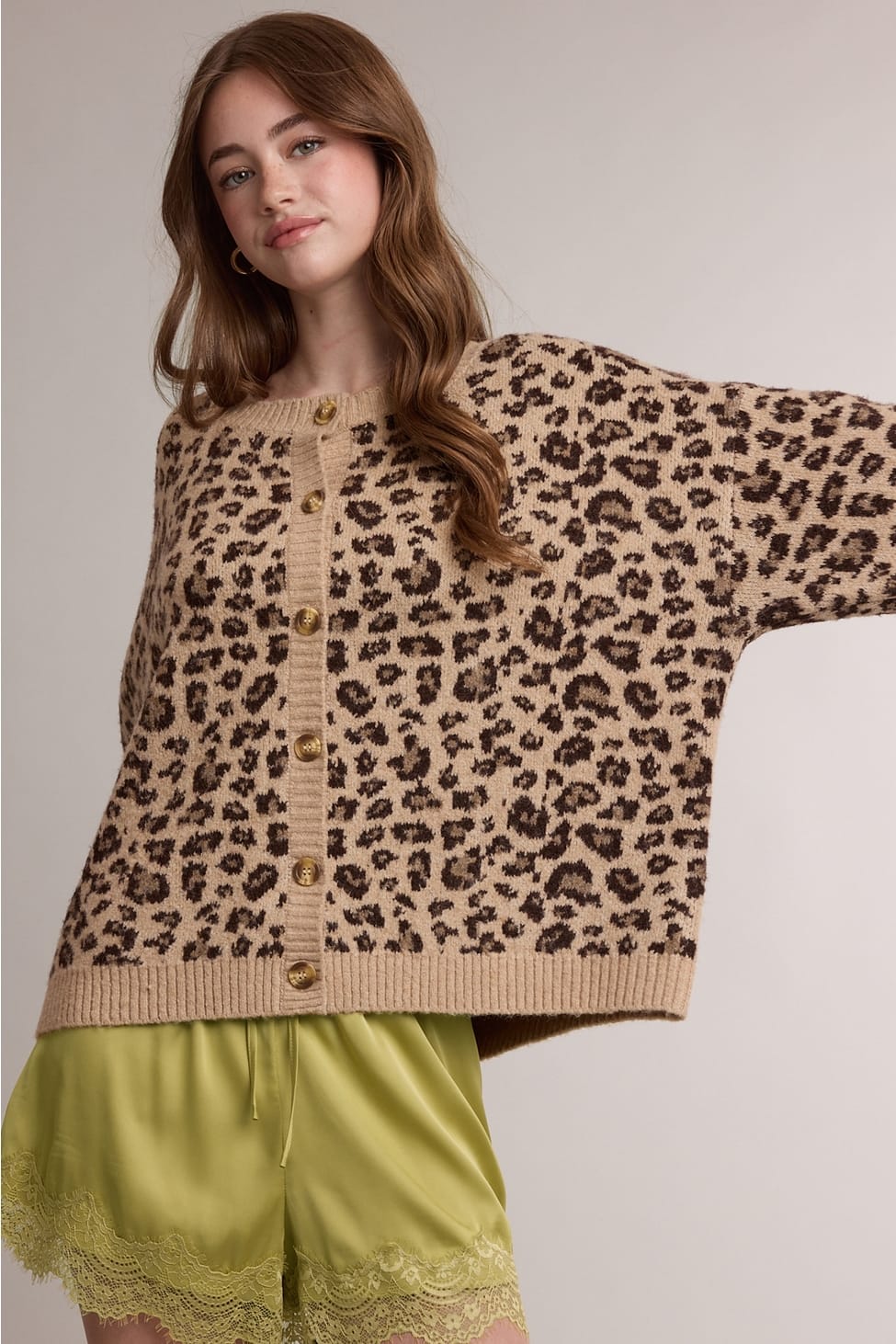 Leopard Print Button-Up Cardigan Sweater Leopard Print Cardigan Sweater | Button-Up Knit | The Red Owl Tops