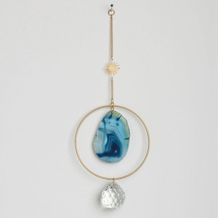 Blue Agate Sun Suncatcher | Crystal Rainbow Maker Window Hanging