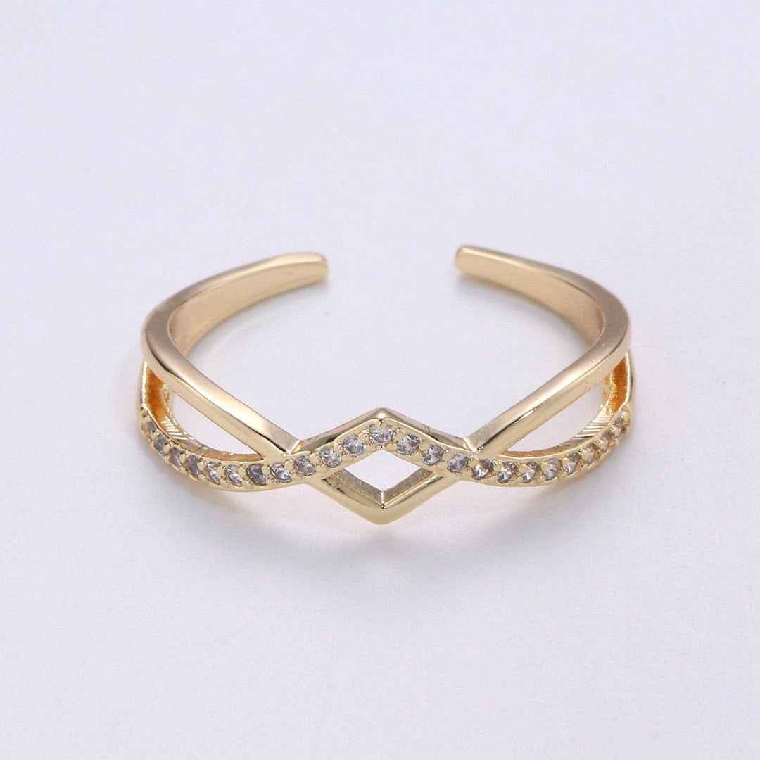 Criss Cross Pave Adjustable Ring