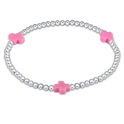 Enewton Sterling Signature Cross Pattern 3mm Bead Bracelet - Bright Pink
