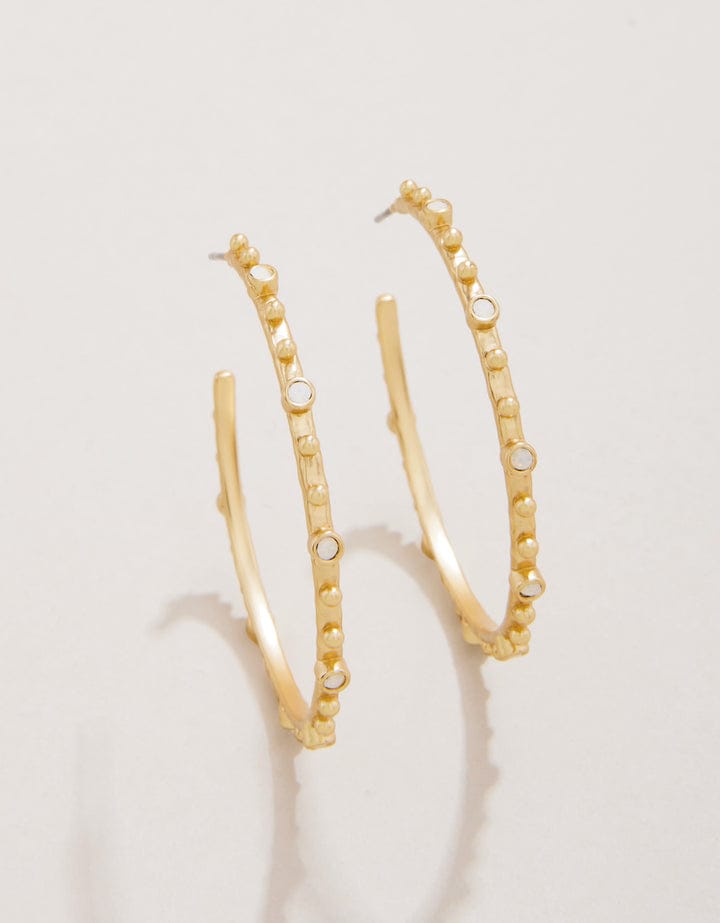 Bristol Hoop Earrings 45mm White Opal