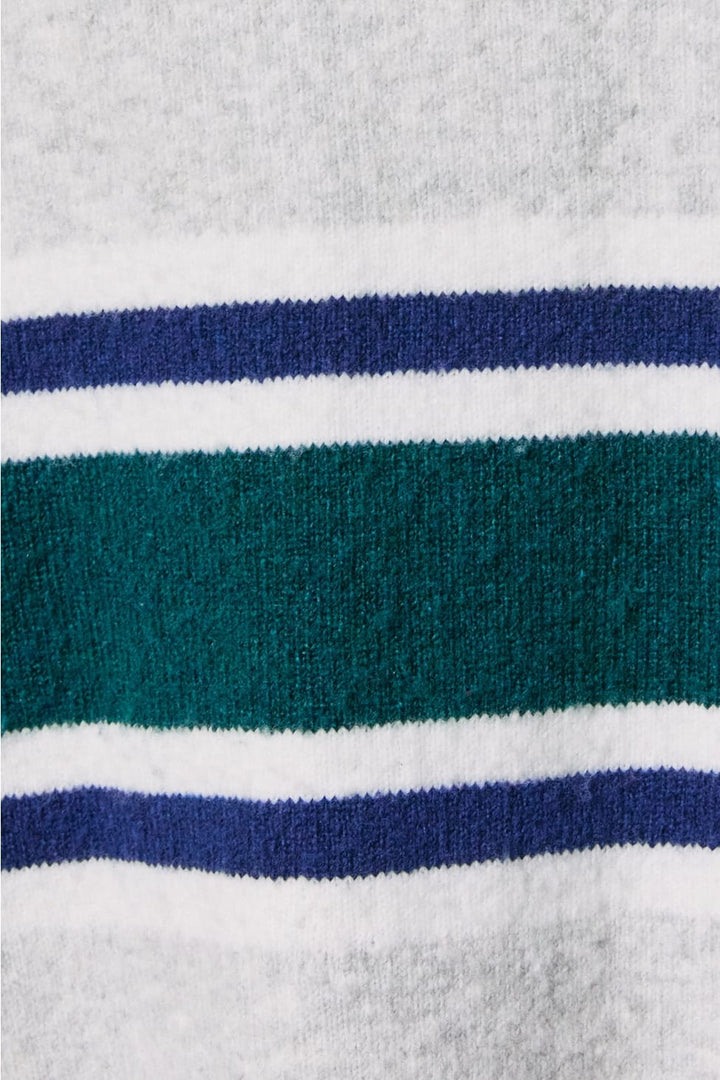 Evergreen Striped Soft Knit Crew Neck Cardigan