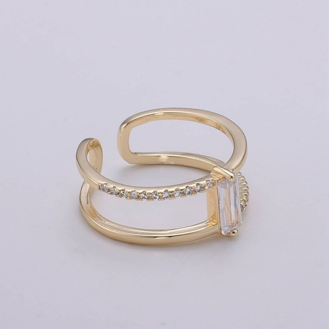 Double Band Baguette Adjustable Ring