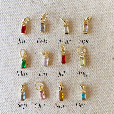 Gold Filled Baguette Birthstone Charms