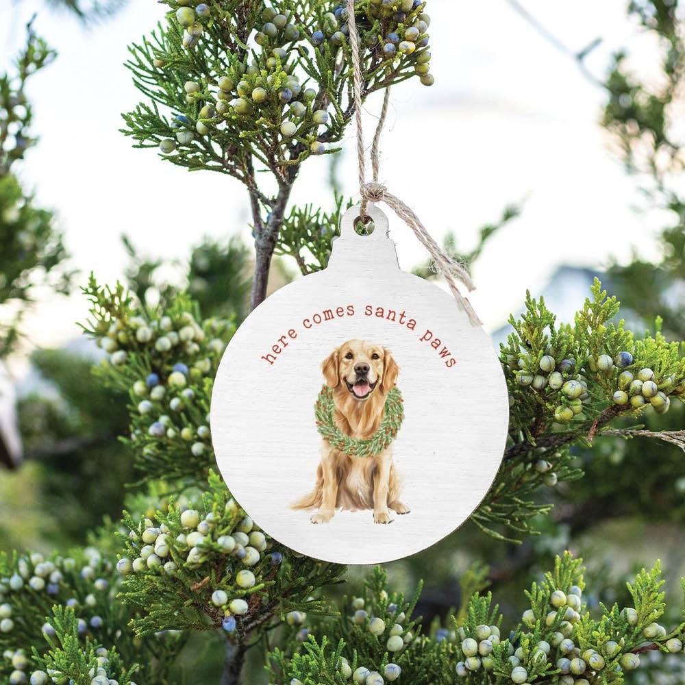 Santa Paws Bulb Ornament Santa Paws Wooden Dog Christmas Ornament – Dog Lover Gift Ornaments