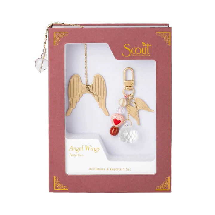 Bookmark &amp; Keychain Set - Angel Wings/Protection Angel Wings Bookmark &amp; Keychain Gift Set | Scout Accessories