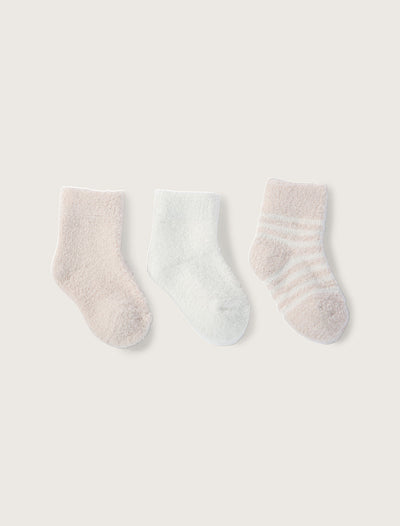 Barefoot Dreams CozyChic Infant Socks 3-Pack - Pink/Pearl
