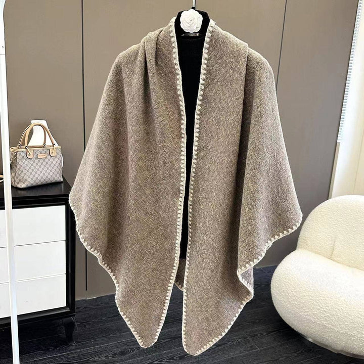 Triangle Stitched Edge Triangle Scarf Wrap Stitched Edge Triangle Scarf Wrap – Cozy Layering Accessory Coffee