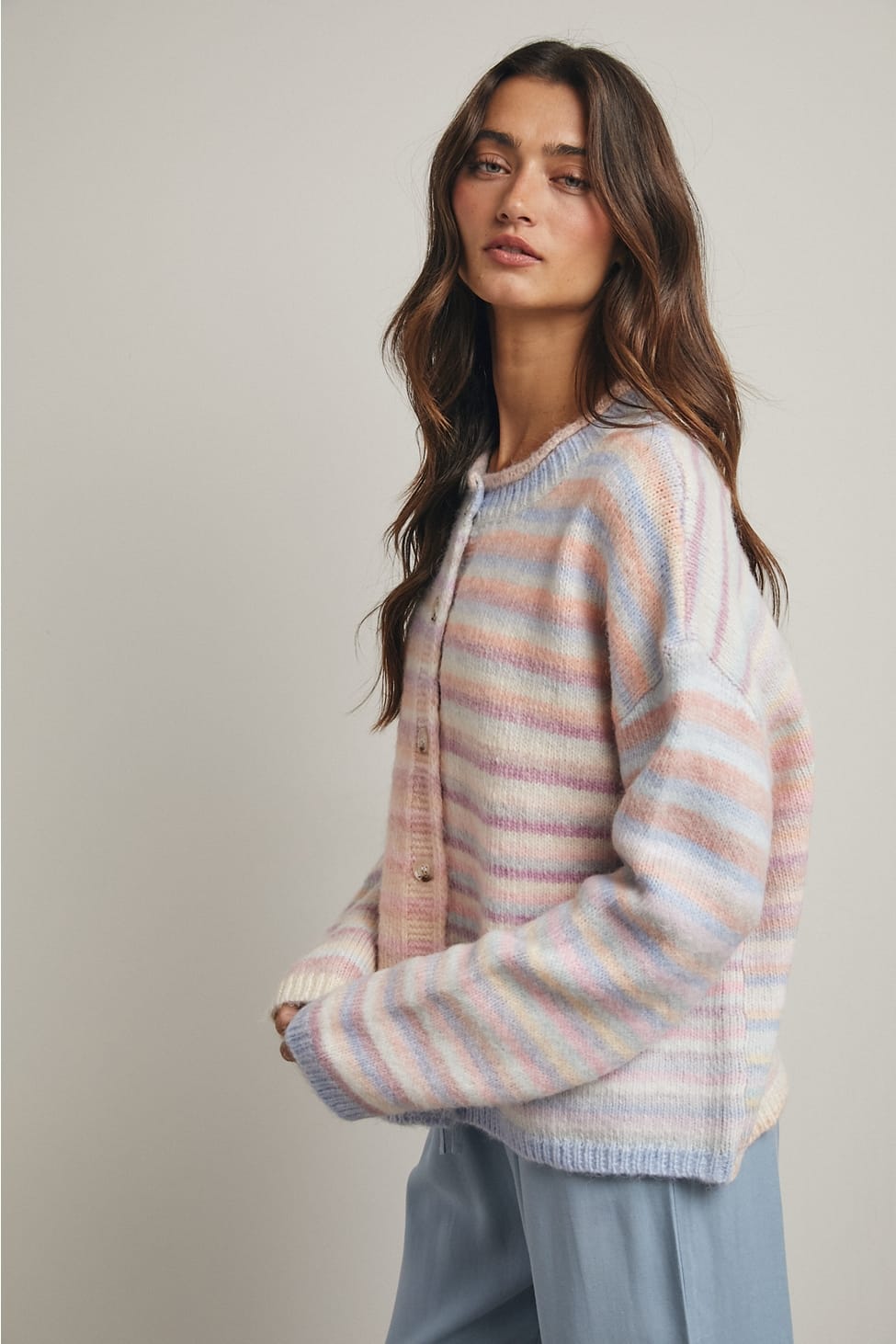 Piper Multicolor Striped Button-Up Cardigan