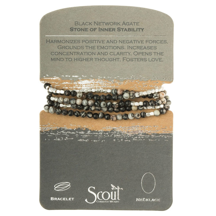 Scout Curated Wears Stone Wrap - Black Network Agate Black Network Agate Wrap Bracelet &amp; Necklace Bracelet