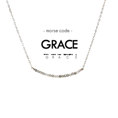 Dainty Stone Morse Code Necklace - Grace