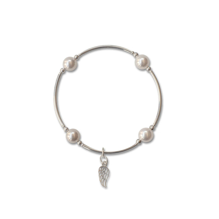 Blessing Pearl Bracelet with Angel Wing Charm