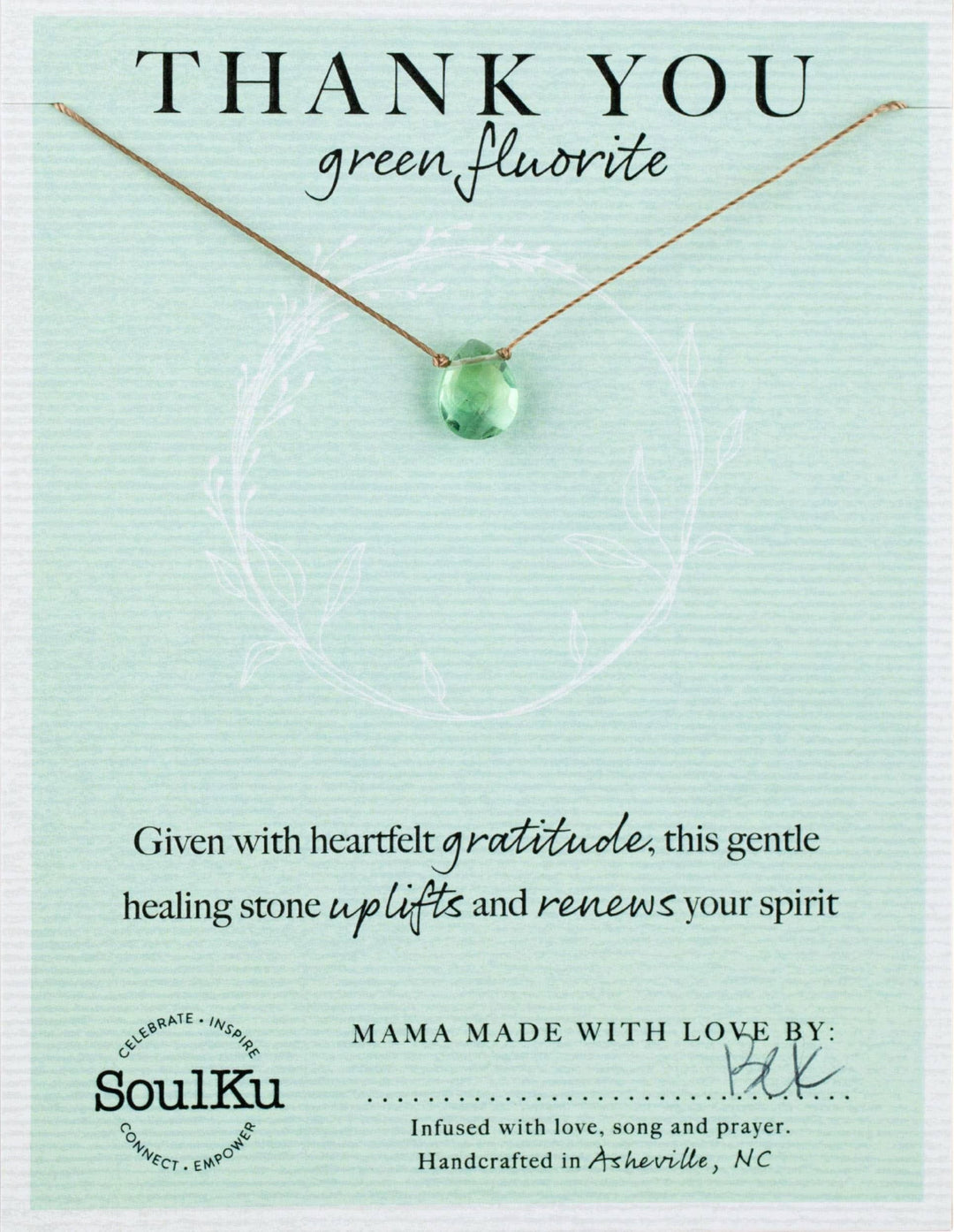 Green Fluorite Gemstone Necklace - Thank You