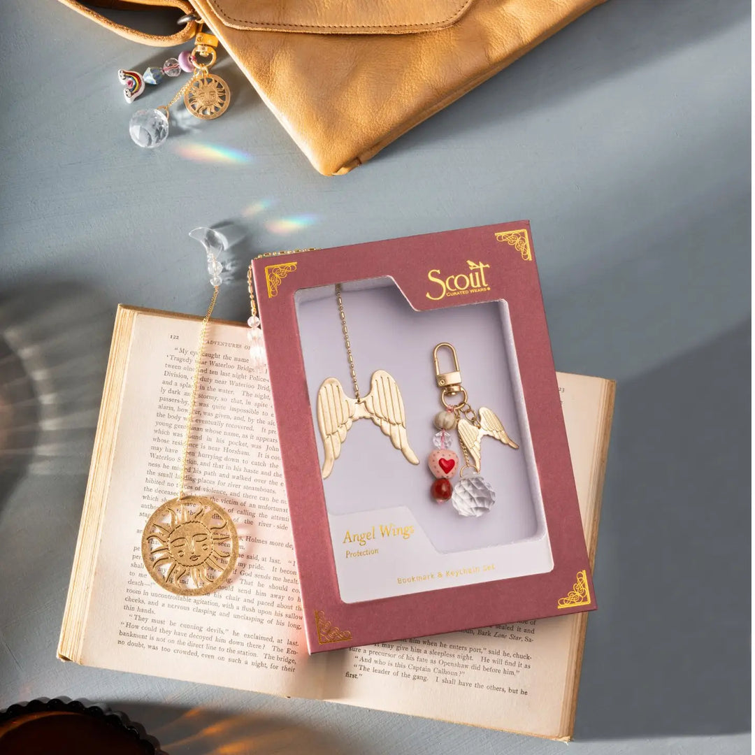 Bookmark &amp; Keychain Set - Angel Wings/Protection Angel Wings Bookmark &amp; Keychain Gift Set | Scout Accessories