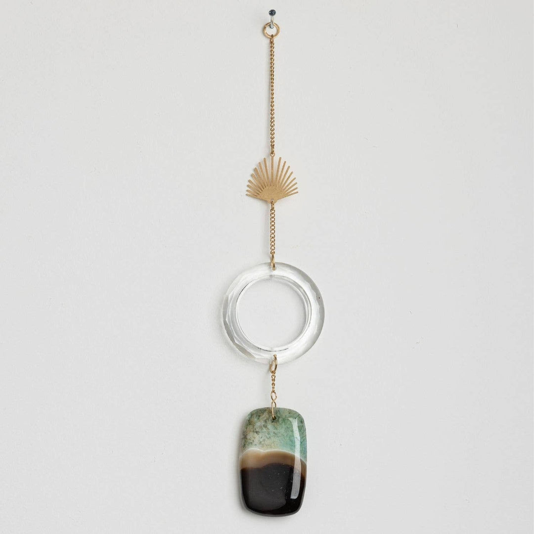 Sun Rays Stone Suncatcher | Black Blue Agate Crystal Rainbow Maker