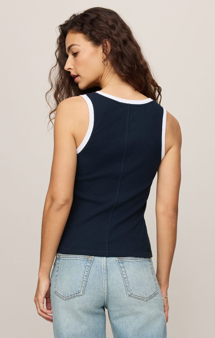 Z Supply Sirena Colorblocked Rib Tank in Eclipse