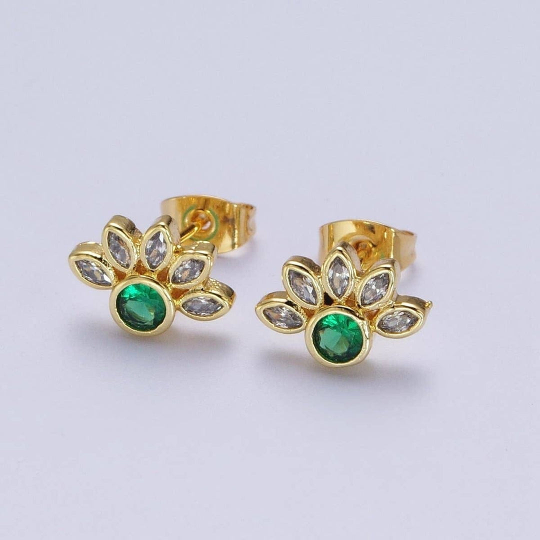 Emerald Green Cz Stud Earrings Gold Marquise Cluster Stud Emerald Green Cz Stud Earrings Gold Marquise Cluster Stud