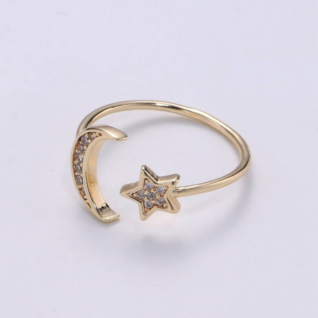 Moon & Star Adjustable Wrap Ring Moon & Star Adjustable Wrap Ring