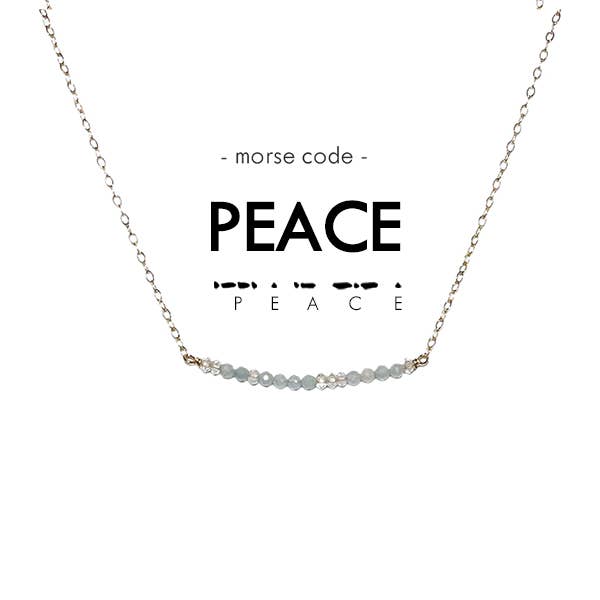 Dainty Stone Morse Code Necklace - Peace