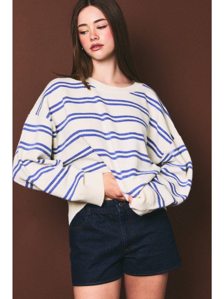 Harbor White &amp; Blue Striped Sweater Harbor White &amp; Blue Striped Sweater Tops