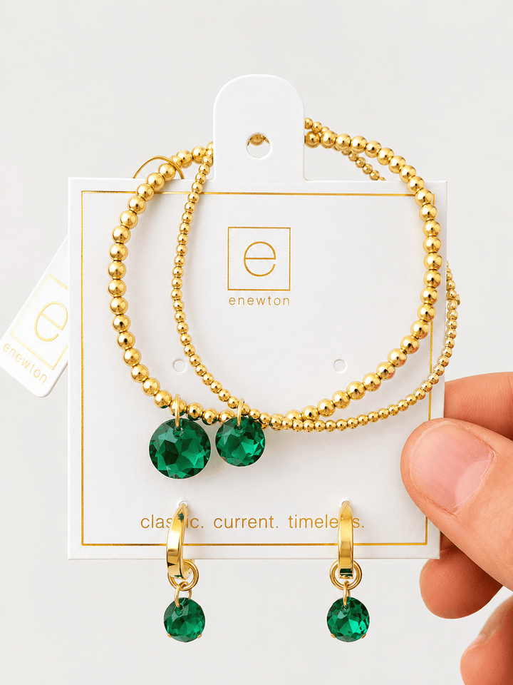 Enewton Reflections Peridot Green Crystal Birthstone Bracelet – 2mm 14kt Gold-Filled