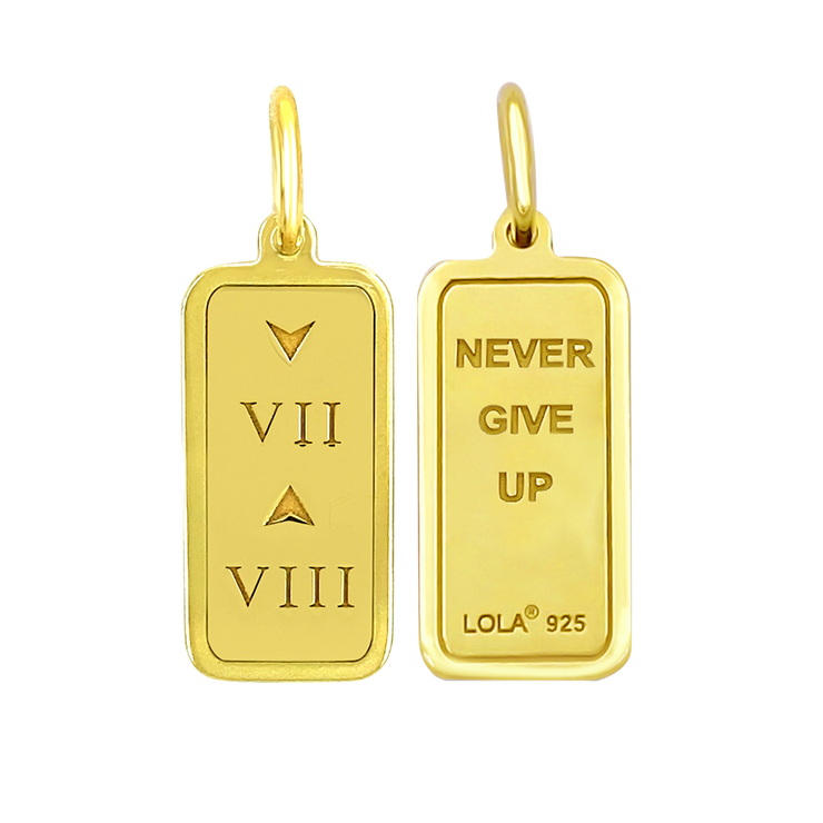 Lola 7 Down 8 Up Tag Pendant - Gold