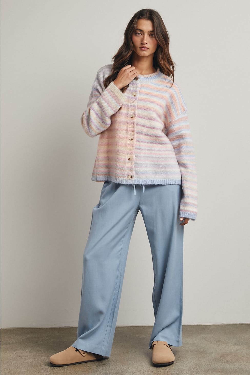 Piper Multicolor Striped Button-Up Cardigan