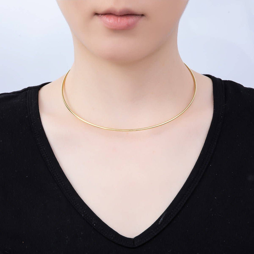 18kt Gold Plated 2mm Floating Collar Necklace - Pendant Bar Base 18kt Gold Plated 2mm Floating Collar Necklace - Pendant Bar Base Necklace