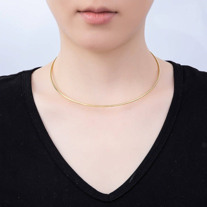 18kt Gold Plated 2mm Floating Collar Necklace - Pendant Bar Base 18kt Gold Plated 2mm Floating Collar Necklace - Pendant Bar Base Necklace
