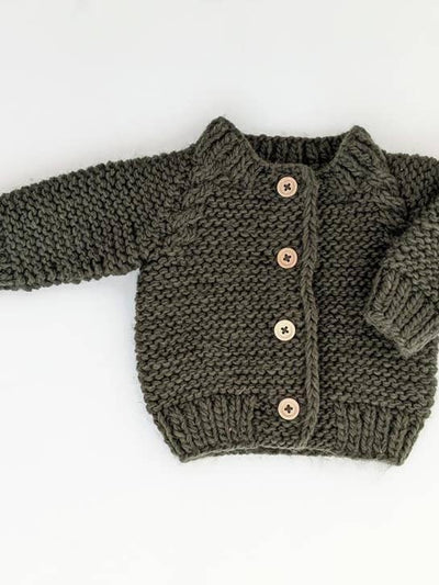 Baby Garter Stitch Sweater - Loden Green