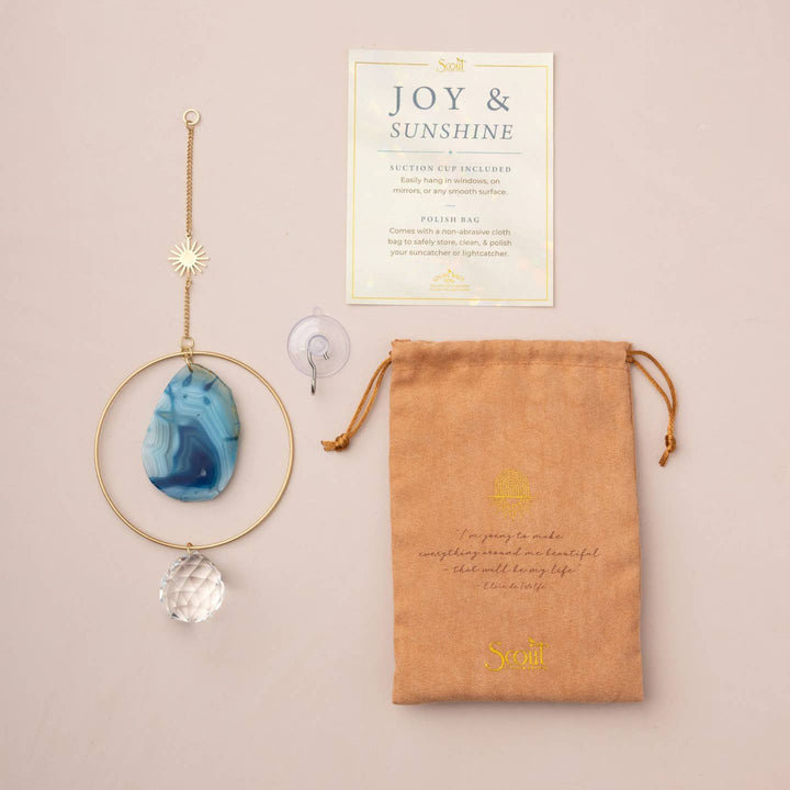 Blue Agate Sun Suncatcher | Crystal Rainbow Maker Window Hanging