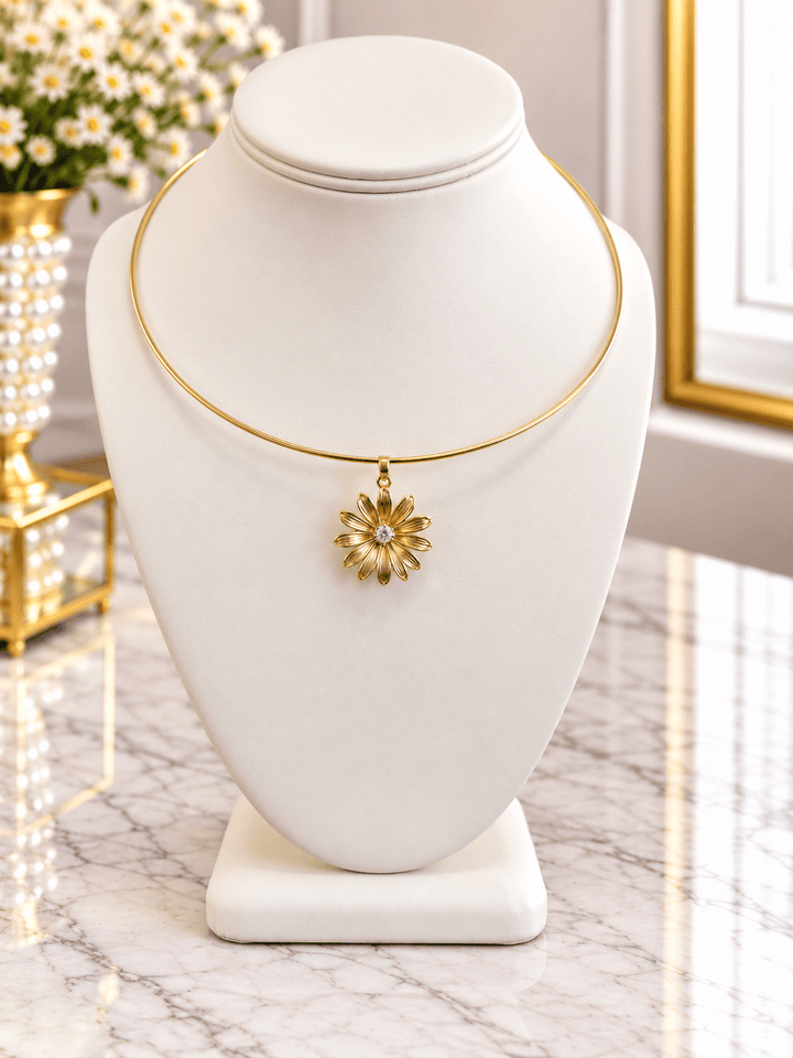 Sunflower Gold Pendant 18kt Gold-Plated Sunflower Statement Pendant | The Red Owl Pendant Bar