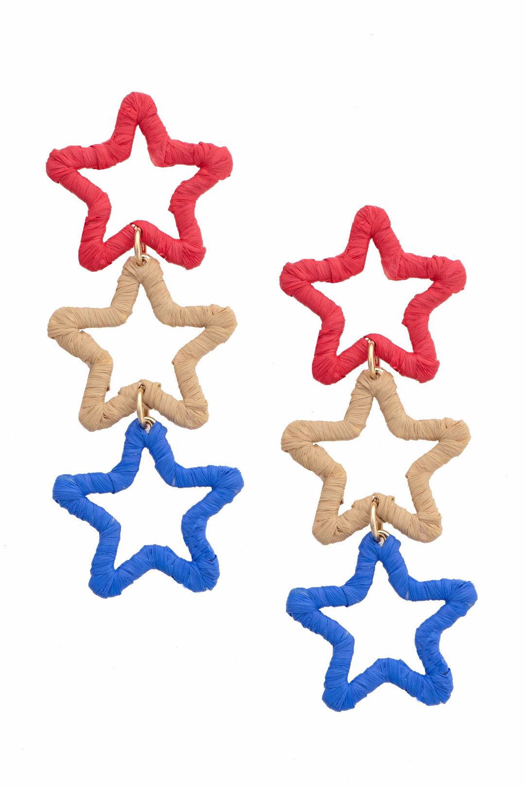 Triple Drop Raffia Star Earrings