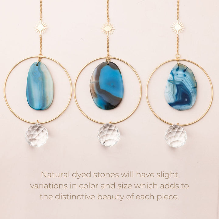 Blue Agate Sun Suncatcher | Crystal Rainbow Maker Window Hanging