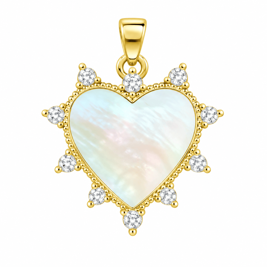 Pearled Spike Heart Pendant 18kt Gold-Filled Pearl Heart Statement Pendant | The Red Owl Pendant Bar
