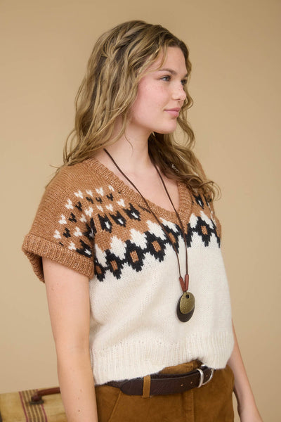 Fair Isle Short Sleeve Sweater