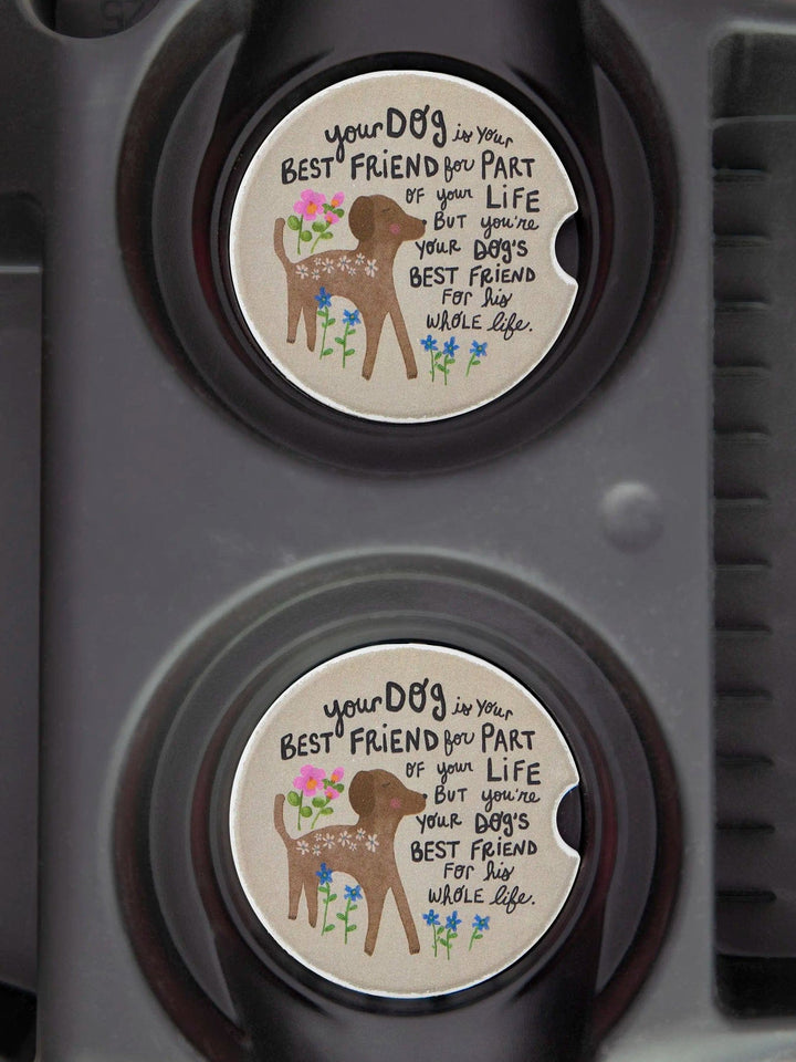 Natural Life Car Coasters, Set of 2 - Dog Best Friend Dog Best Friend Car Coasters – Absorbent Set of 2 Home