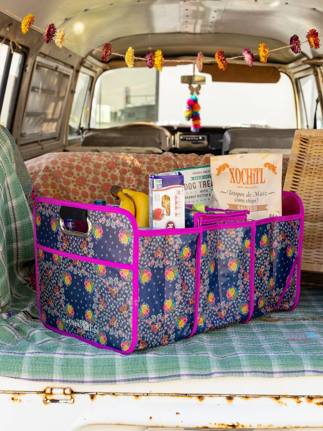 Navy Tropic Bandana Car Trunk Organizer