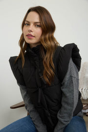 Flutter Sleeve Bow Puffer Vest