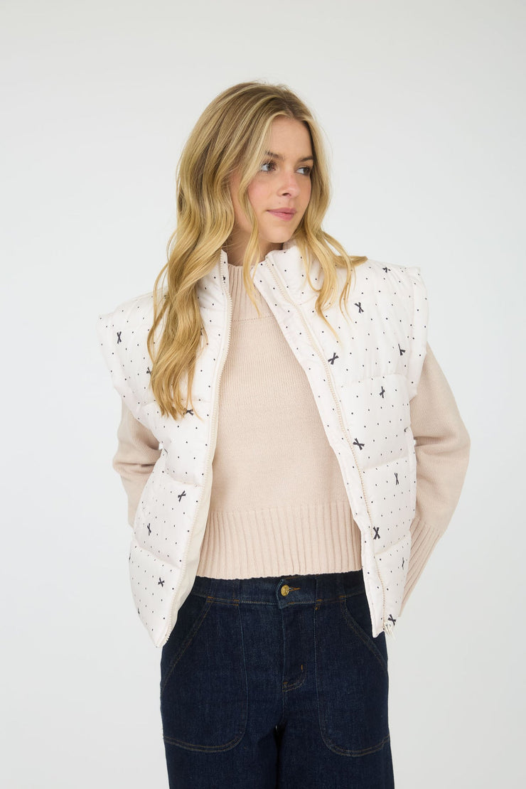 Dotted Bow Puffer Vest