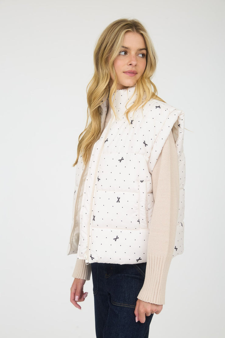 Dotted Bow Puffer Vest