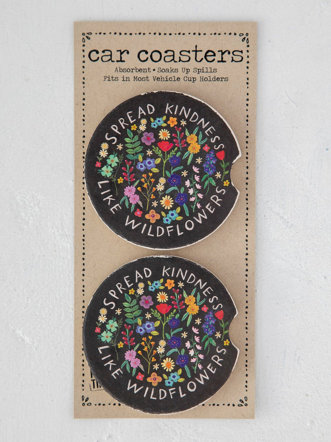 Natural Life Car Coaster Set of 2 - Spread Kindness Spread Kindness Wildflower Car Coasters – Set of 2 Home