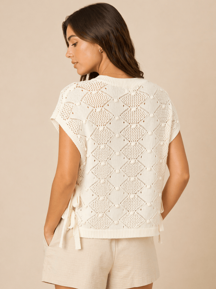 Crochet Side Tie Sweater