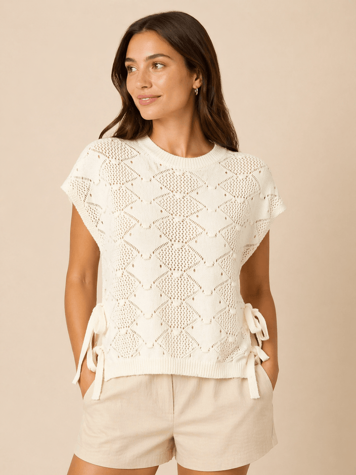 Crochet Side Tie Sweater