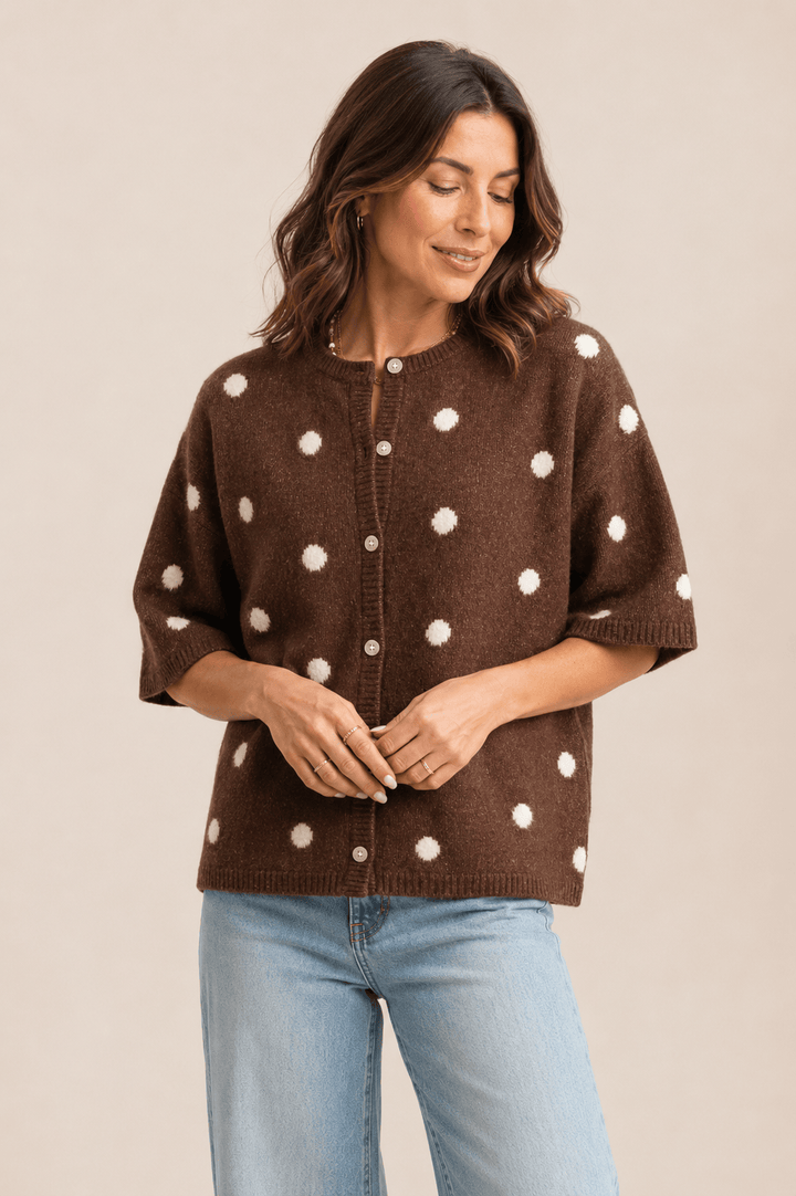 Mocha Moment Polka Dot Cardigan