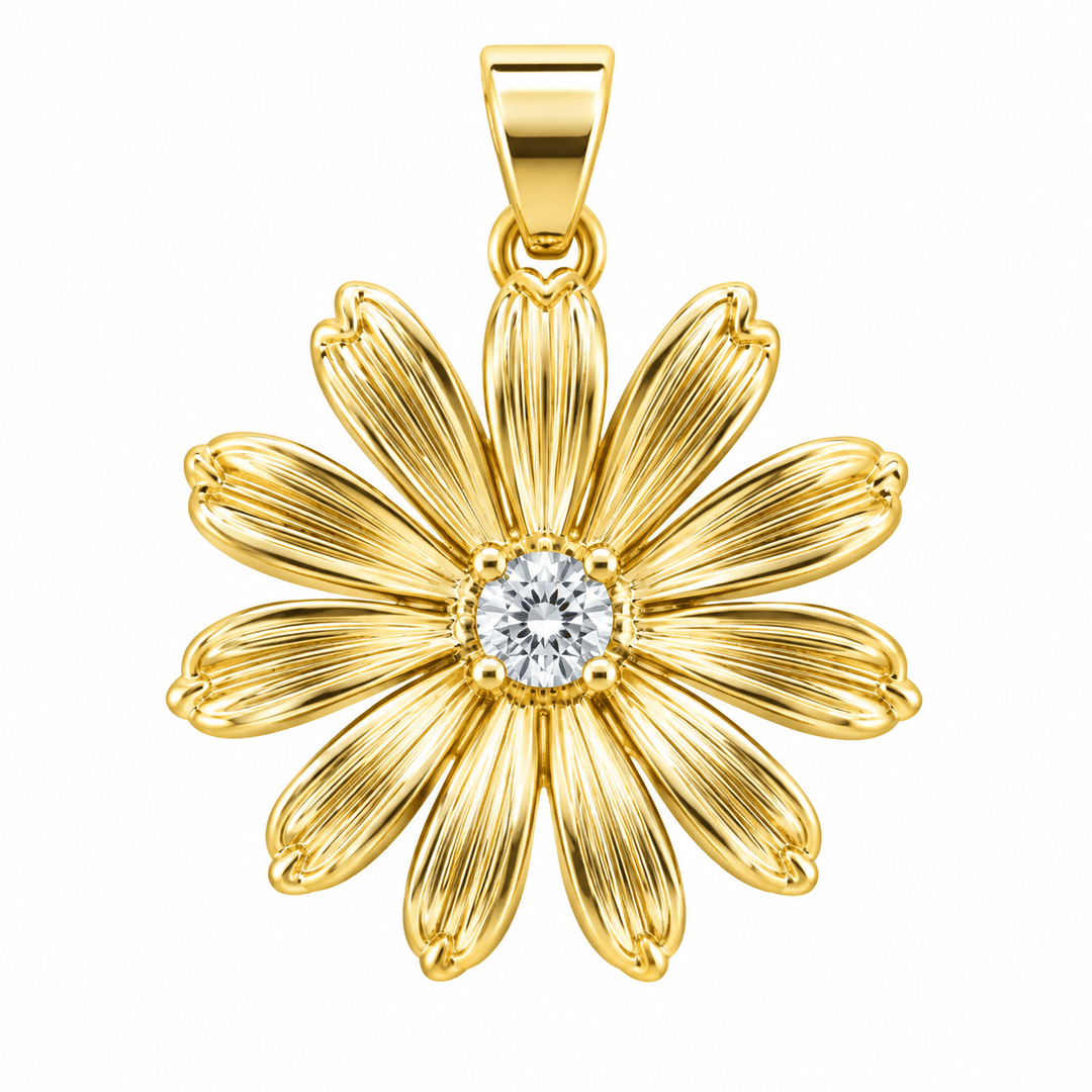 Sunflower Gold Pendant 18kt Gold-Plated Sunflower Statement Pendant | The Red Owl Pendant Bar