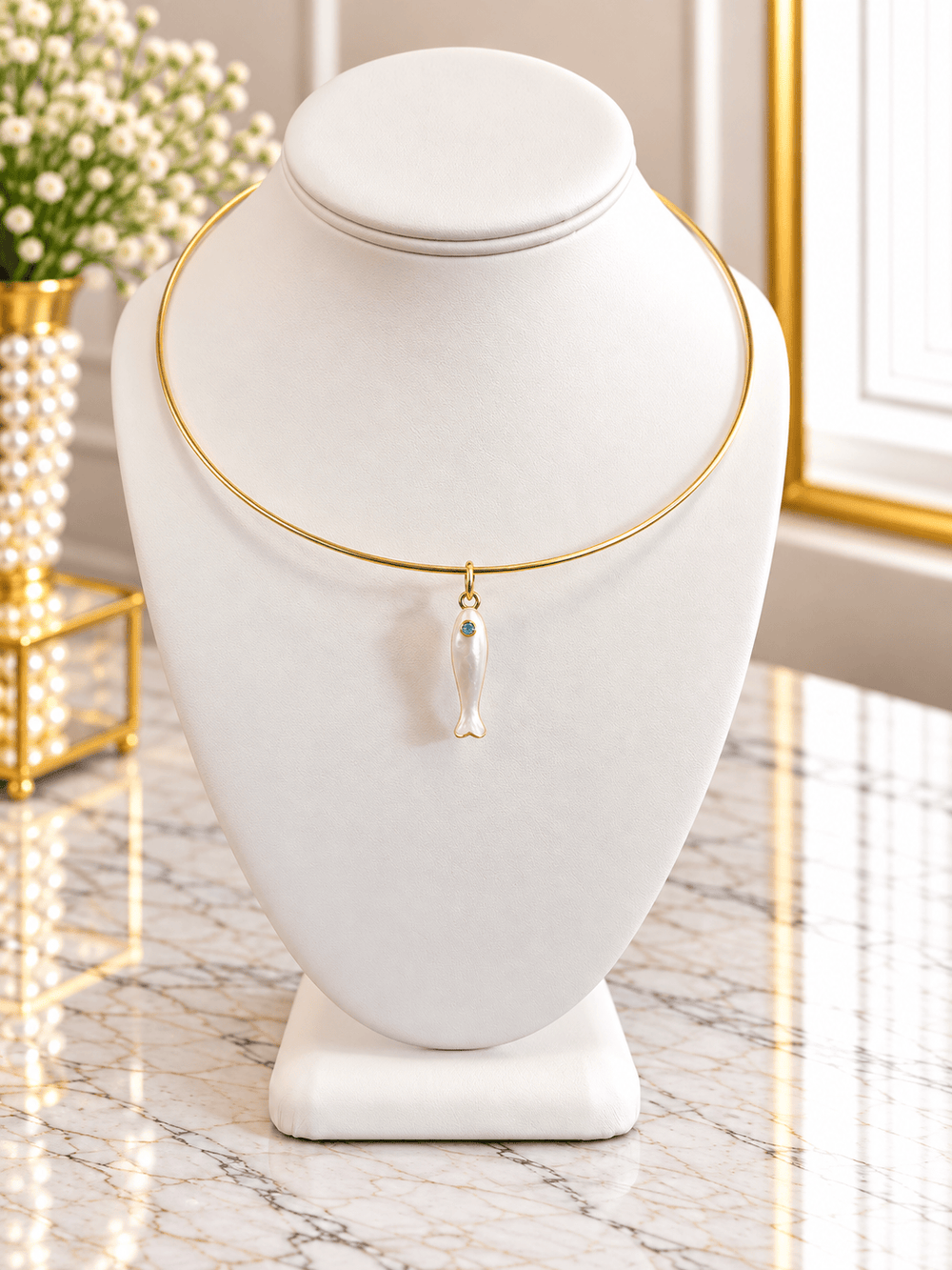 Pearly Reef Fish Pendant 18kt Gold-Plated Pearly Fish Statement Pendant | The Red Owl Pendant Bar