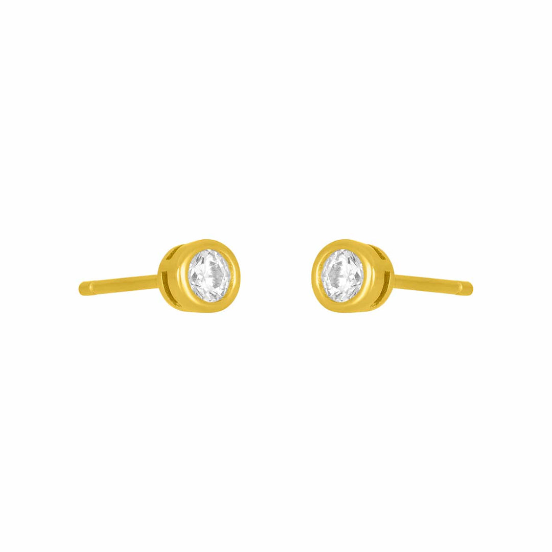 Fyb Marisol Bezel 3mm Stud Earrings Marisol Bezel 3mm CZ Stud Earrings | Gold Silver Earrings