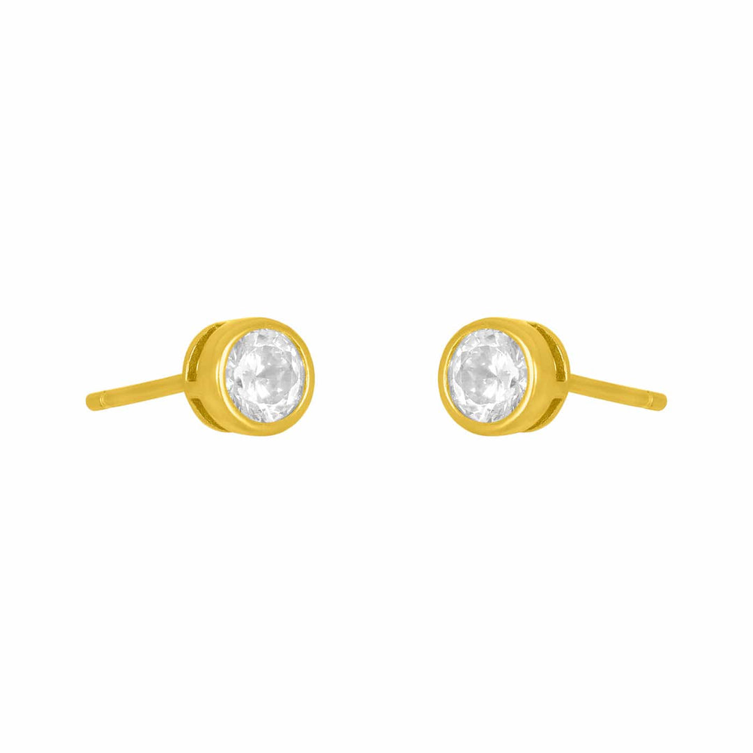 Fyb Marisol Bezel  4mm  Stud Earrings Marisol Bezel 4mm CZ Stud Earrings | Gold Silver Earrings